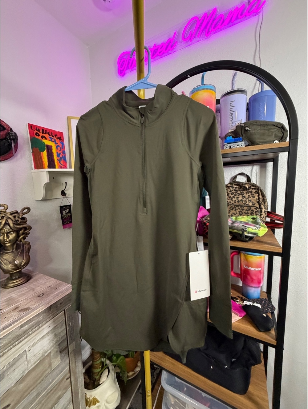 NWT Lululemon Nulu™ Long-Sleeve Tennis Dress - Size 6 - Sold Out - Olive Green